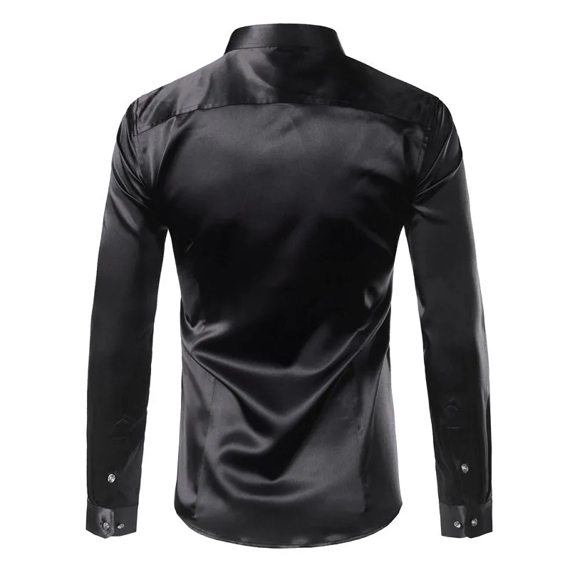 Men's Summer Satin Long Sleeved Shirt
