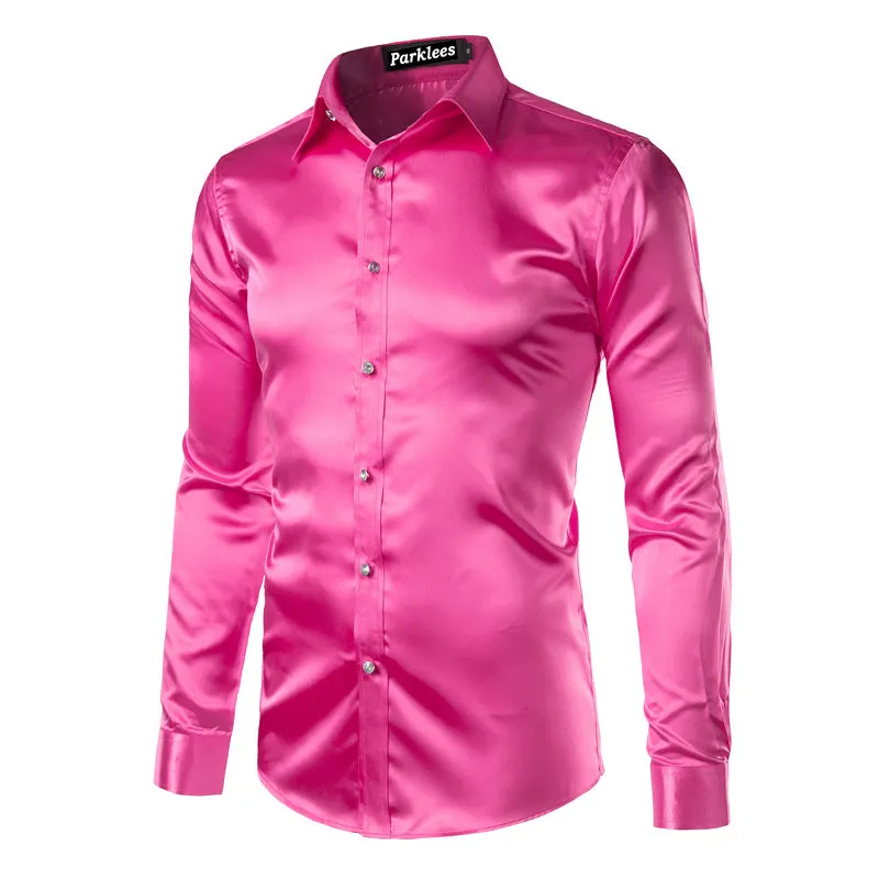 Men's Summer Satin Long Sleeved Shirt