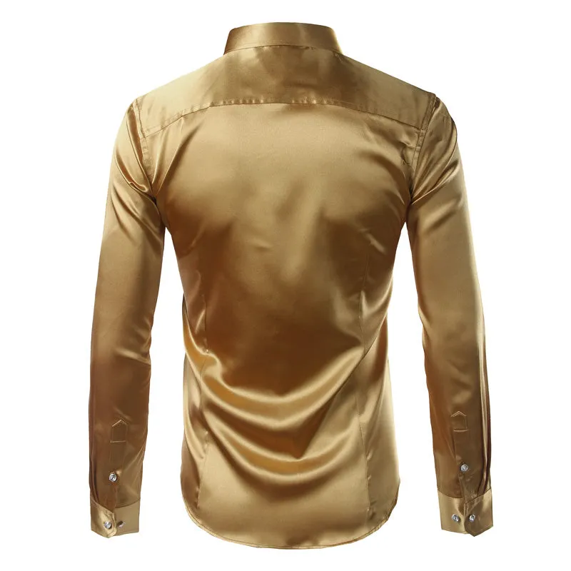 Men's Summer Satin Long Sleeved Shirt