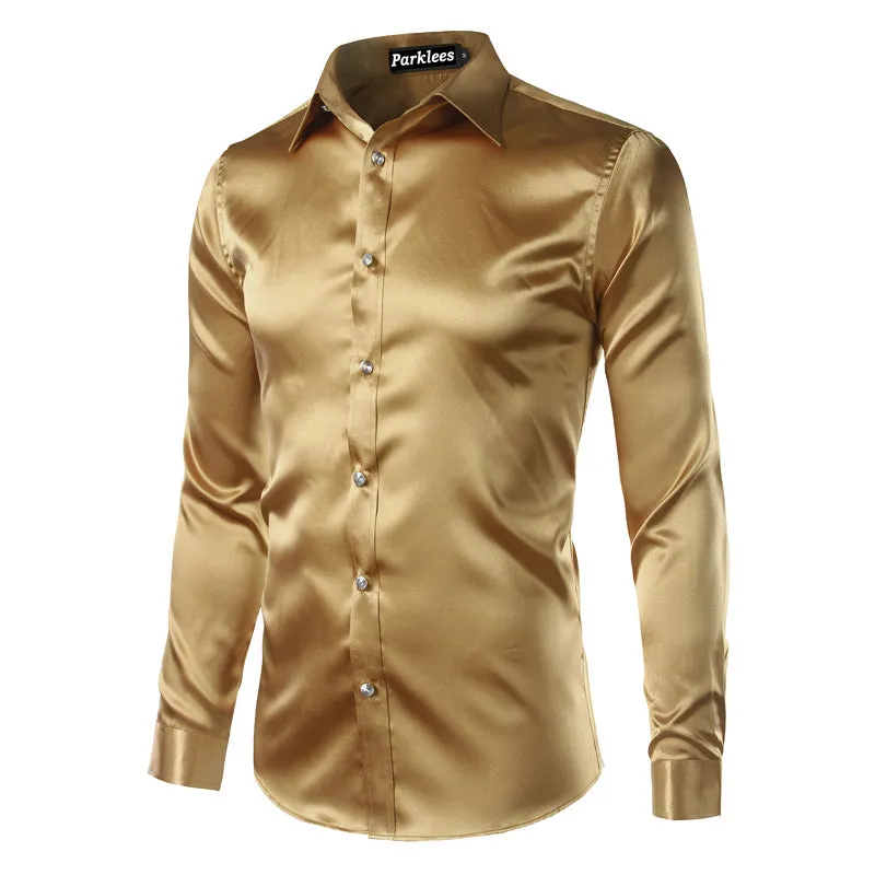 Men's Summer Satin Long Sleeved Shirt