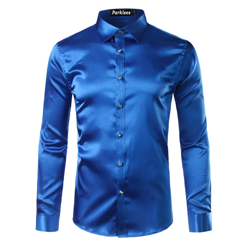 Men's Summer Satin Long Sleeved Shirt