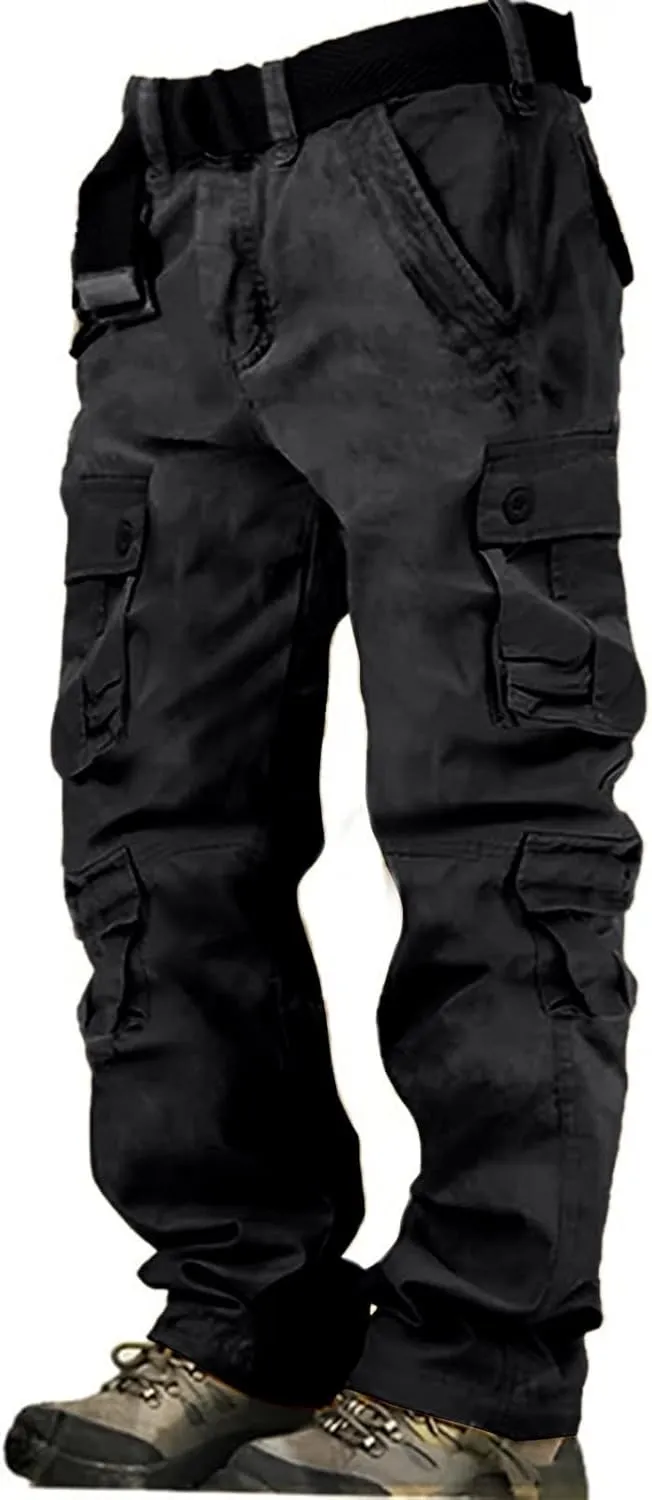 Men's Tactical Pants Water Resistant - Relaxed Fit Cargo Work Pants with Multi-Pockets, Ripstop Fabric, Flexible