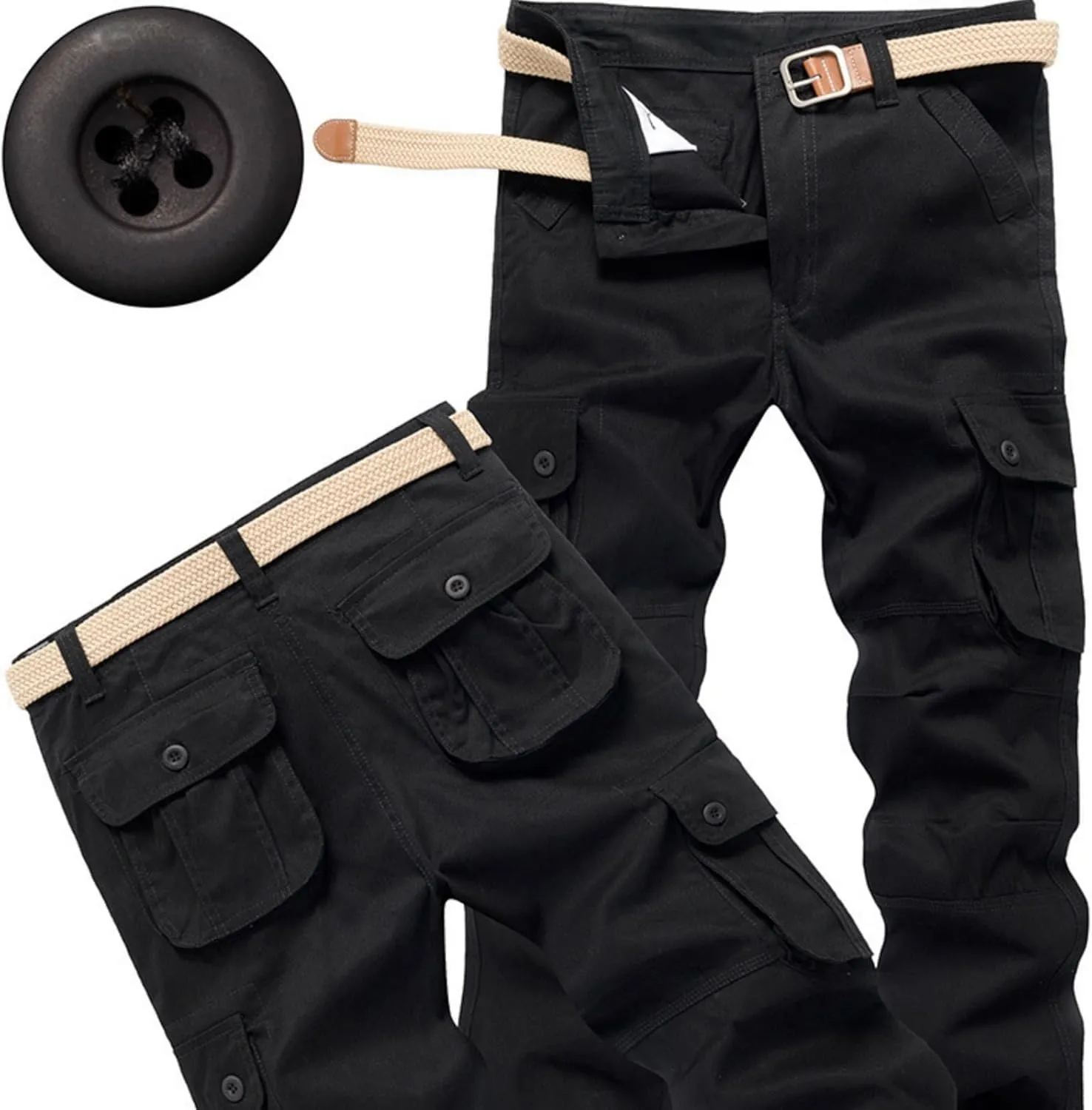 Men's Tactical Pants Water Resistant - Relaxed Fit Cargo Work Pants with Multi-Pockets, Ripstop Fabric, Flexible