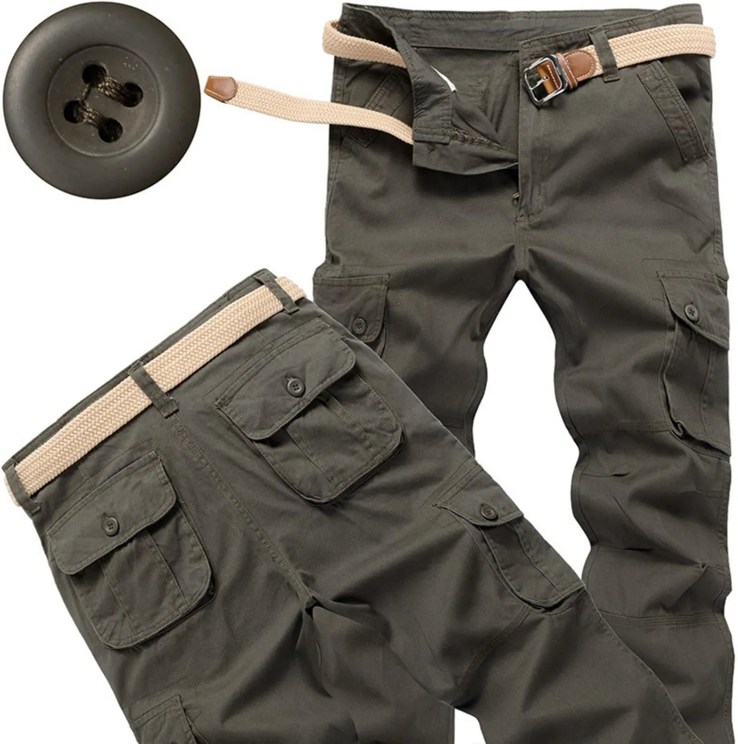 Men's Tactical Pants Water Resistant - Relaxed Fit Cargo Work Pants with Multi-Pockets, Ripstop Fabric, Flexible