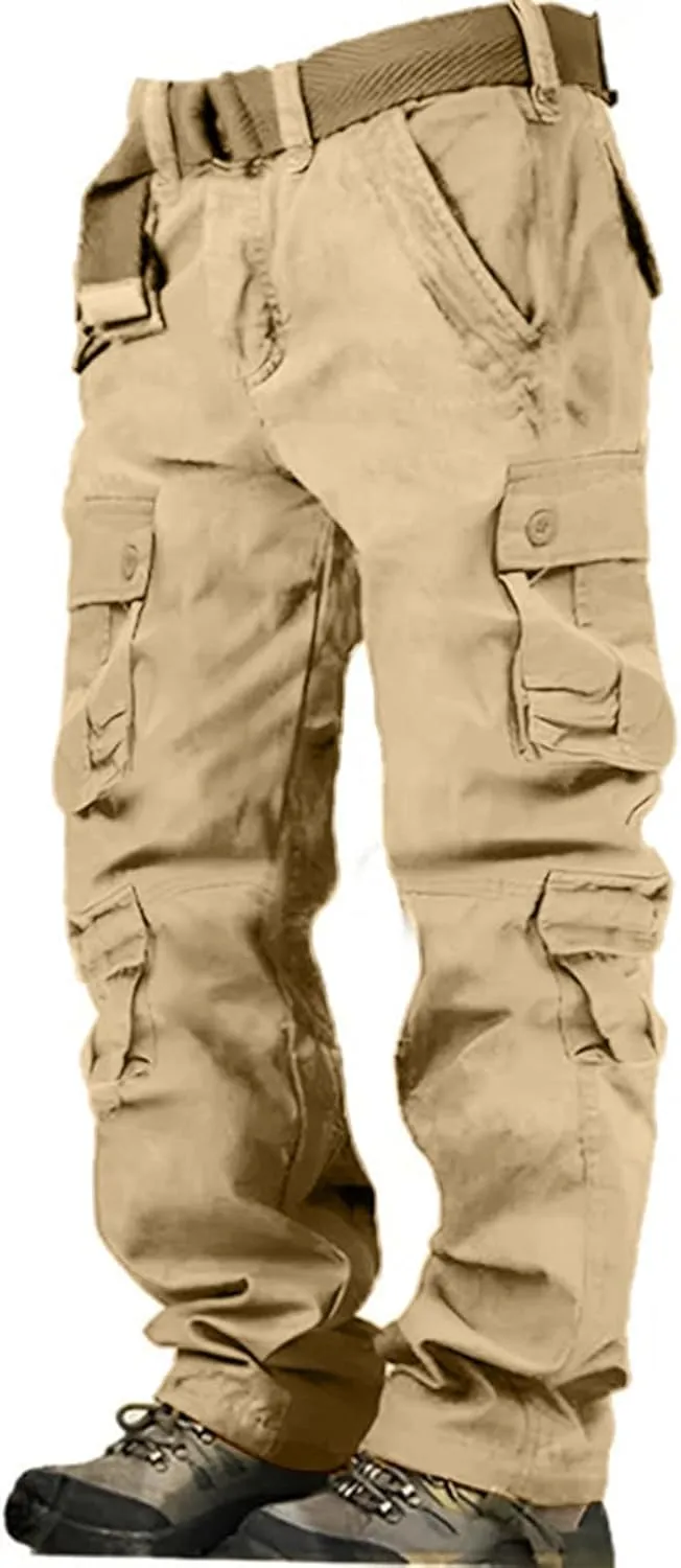 Men's Tactical Pants Water Resistant - Relaxed Fit Cargo Work Pants with Multi-Pockets, Ripstop Fabric, Flexible