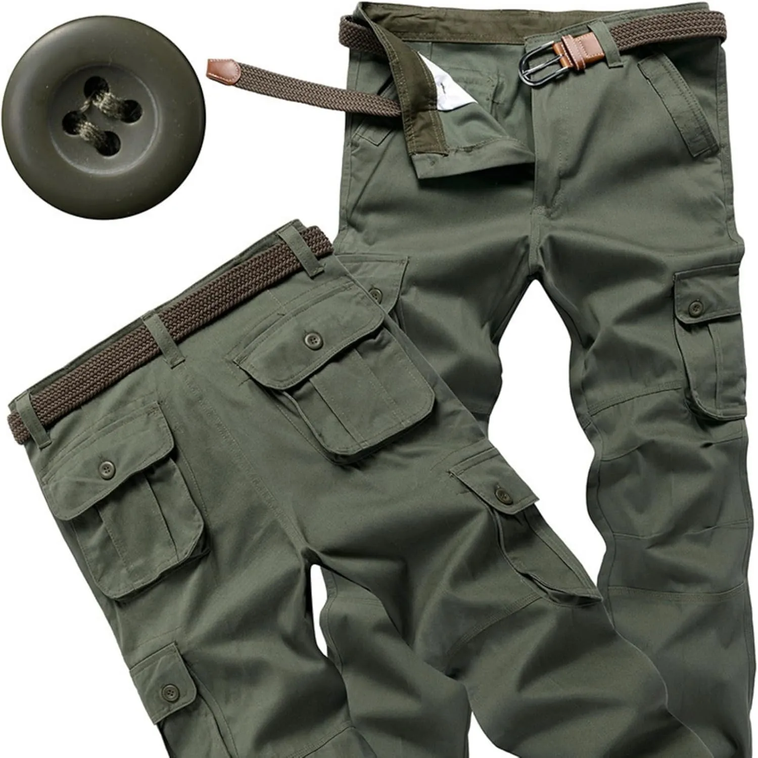 Men's Tactical Pants Water Resistant - Relaxed Fit Cargo Work Pants with Multi-Pockets, Ripstop Fabric, Flexible