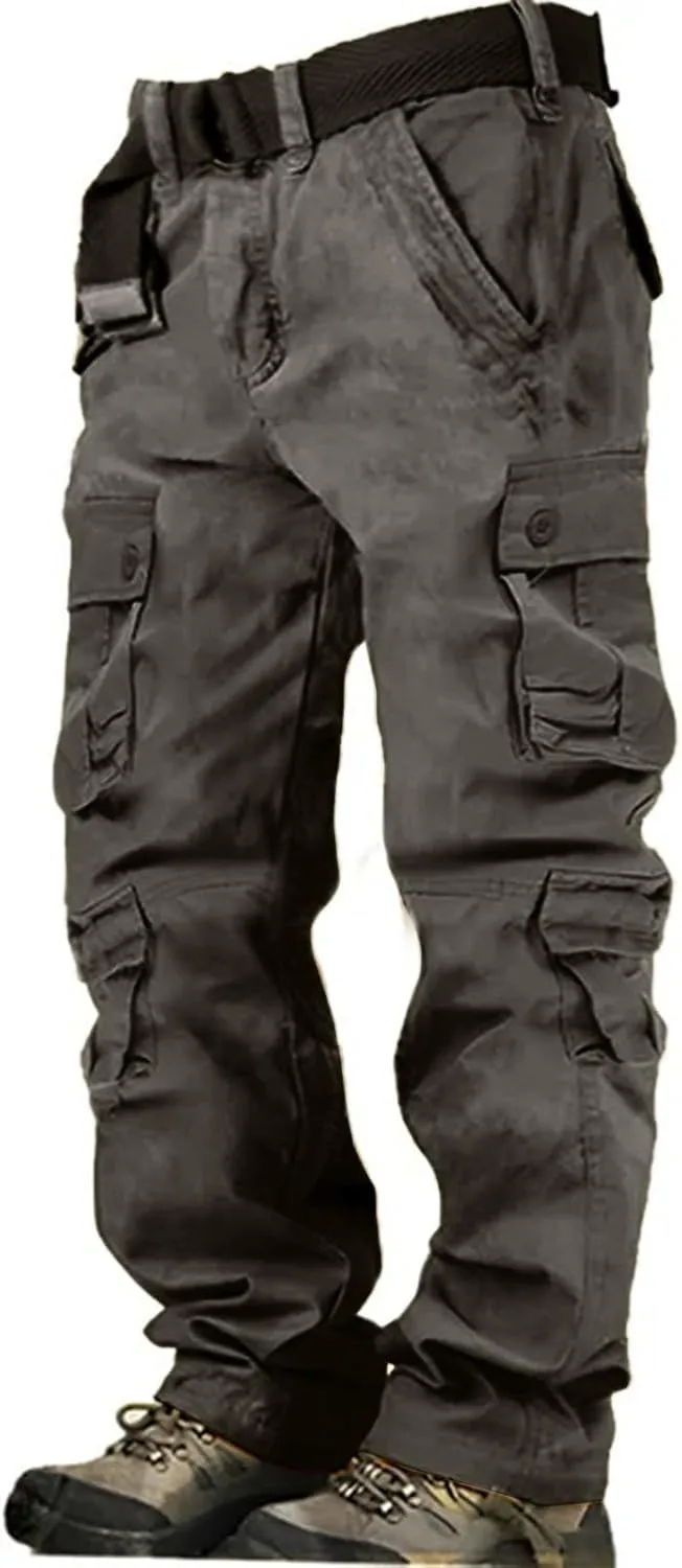 Men's Tactical Pants Water Resistant - Relaxed Fit Cargo Work Pants with Multi-Pockets, Ripstop Fabric, Flexible