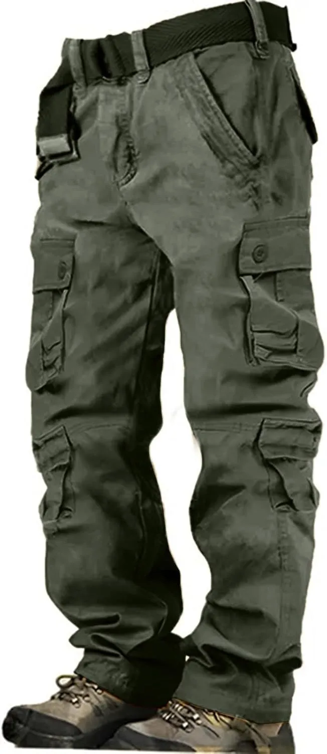 Men's Tactical Pants Water Resistant - Relaxed Fit Cargo Work Pants with Multi-Pockets, Ripstop Fabric, Flexible