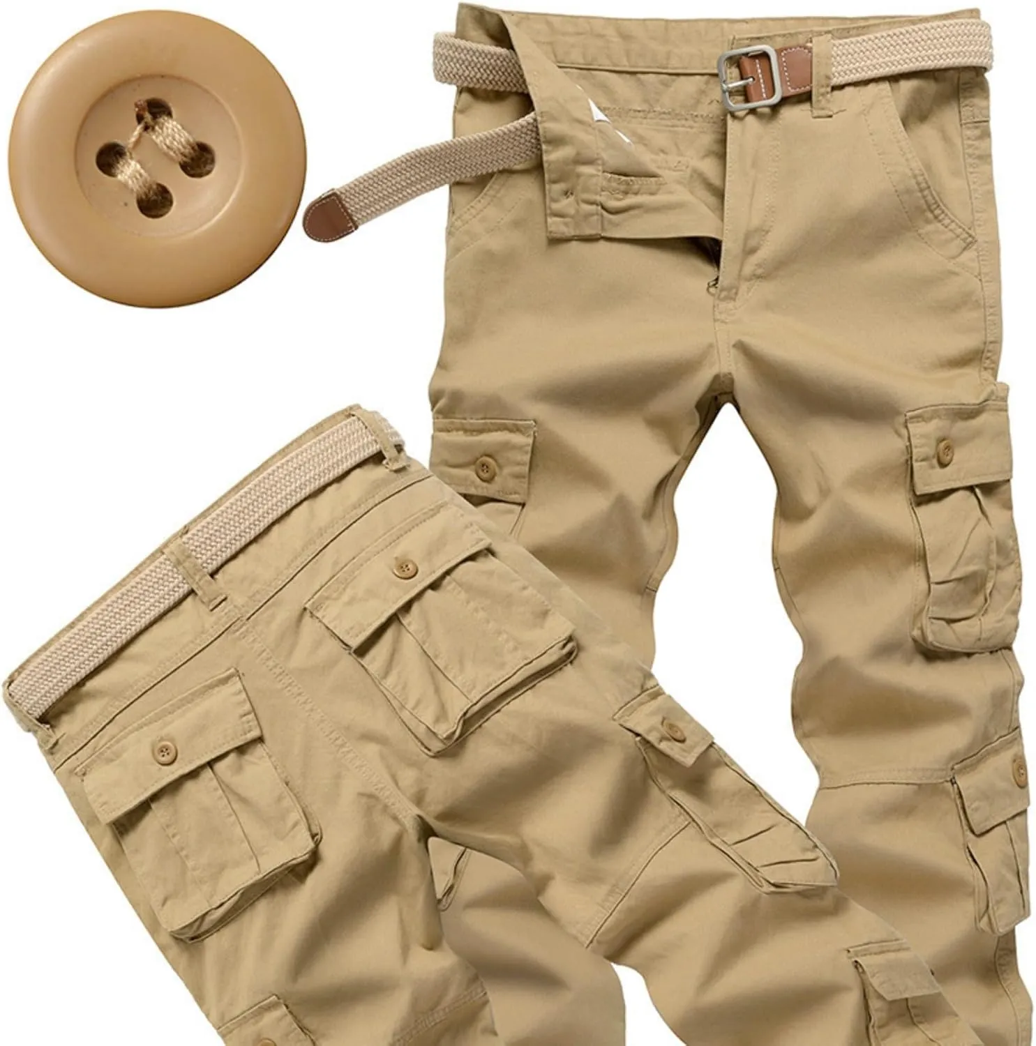 Men's Tactical Pants Water Resistant - Relaxed Fit Cargo Work Pants with Multi-Pockets, Ripstop Fabric, Flexible