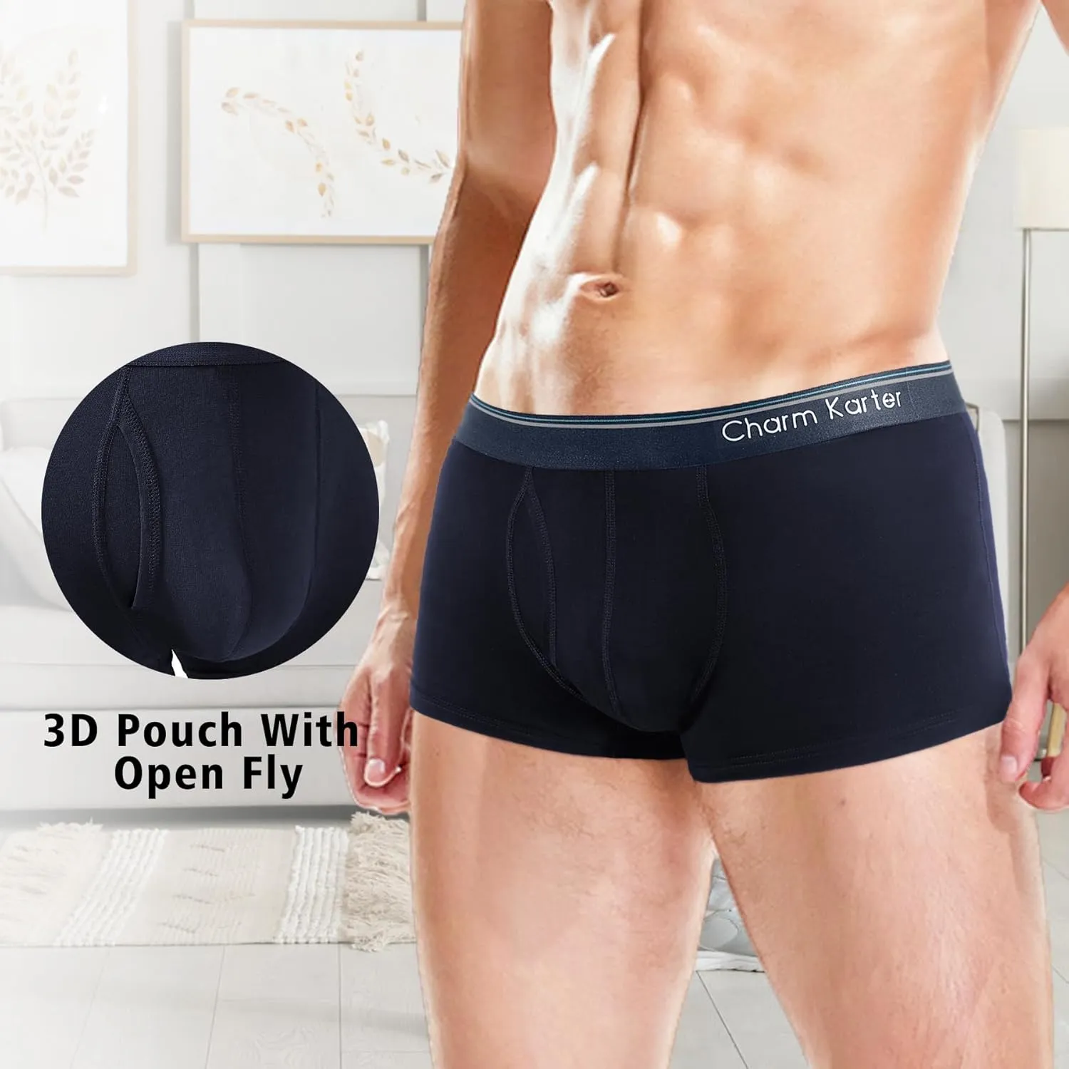 Men's Trunks Underwear - Mens Breathable Anti-Chafing Moisture Wicking Underwear 4 Pack