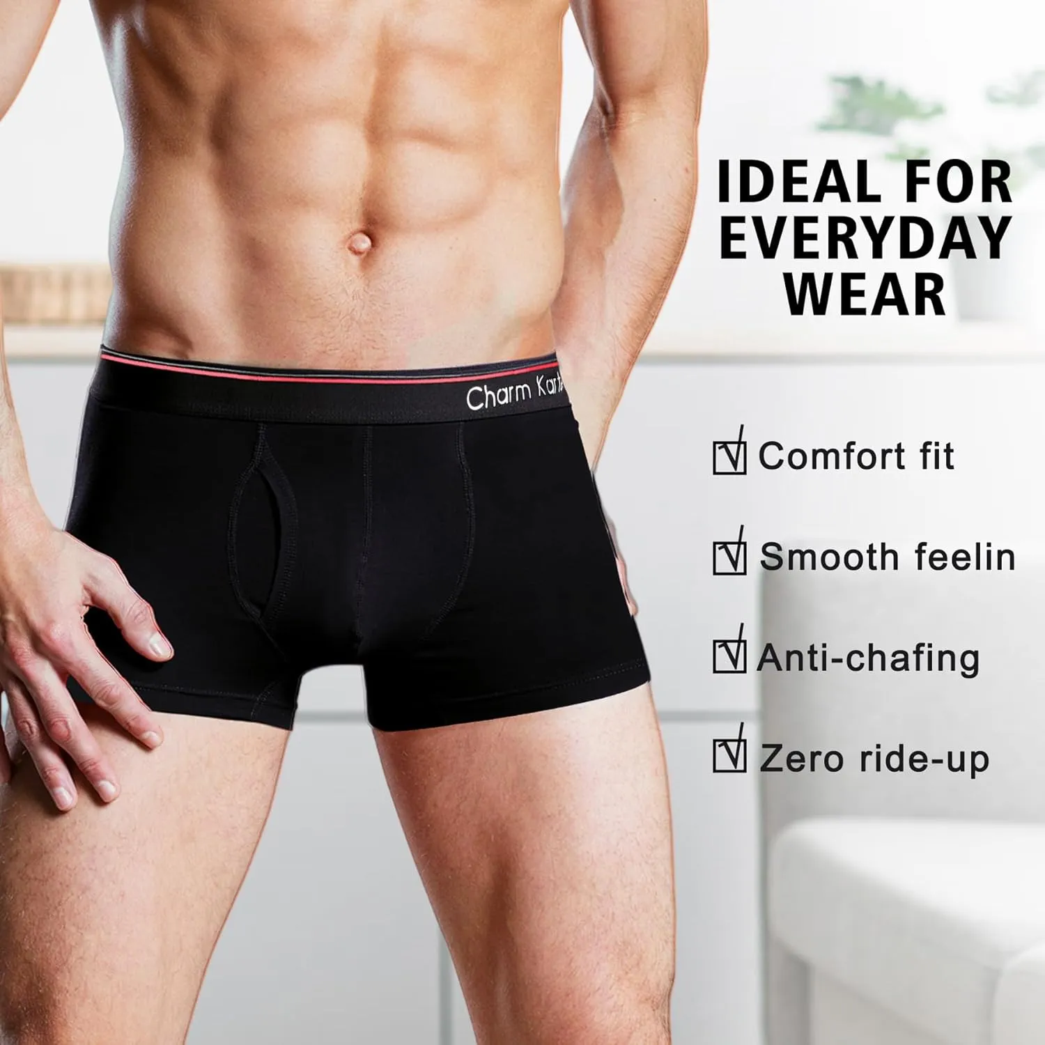 Men's Trunks Underwear - Mens Breathable Anti-Chafing Moisture Wicking Underwear 4 Pack