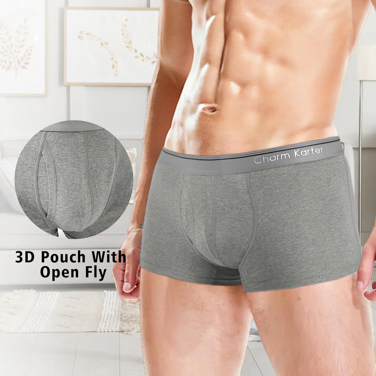 Men's Trunks Underwear - Mens Breathable Anti-Chafing Moisture Wicking Underwear 4 Pack