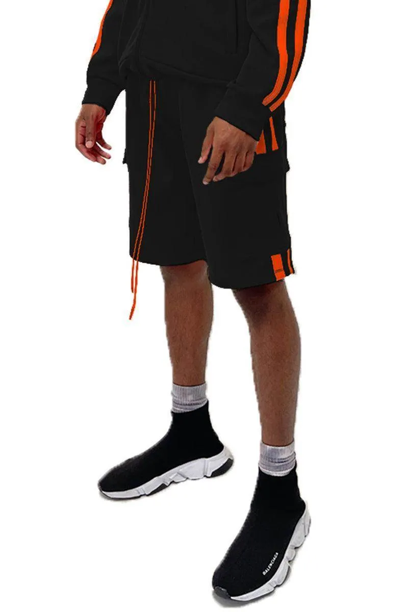 Mens Two Stripe Cargo Pocket Track Shorts
