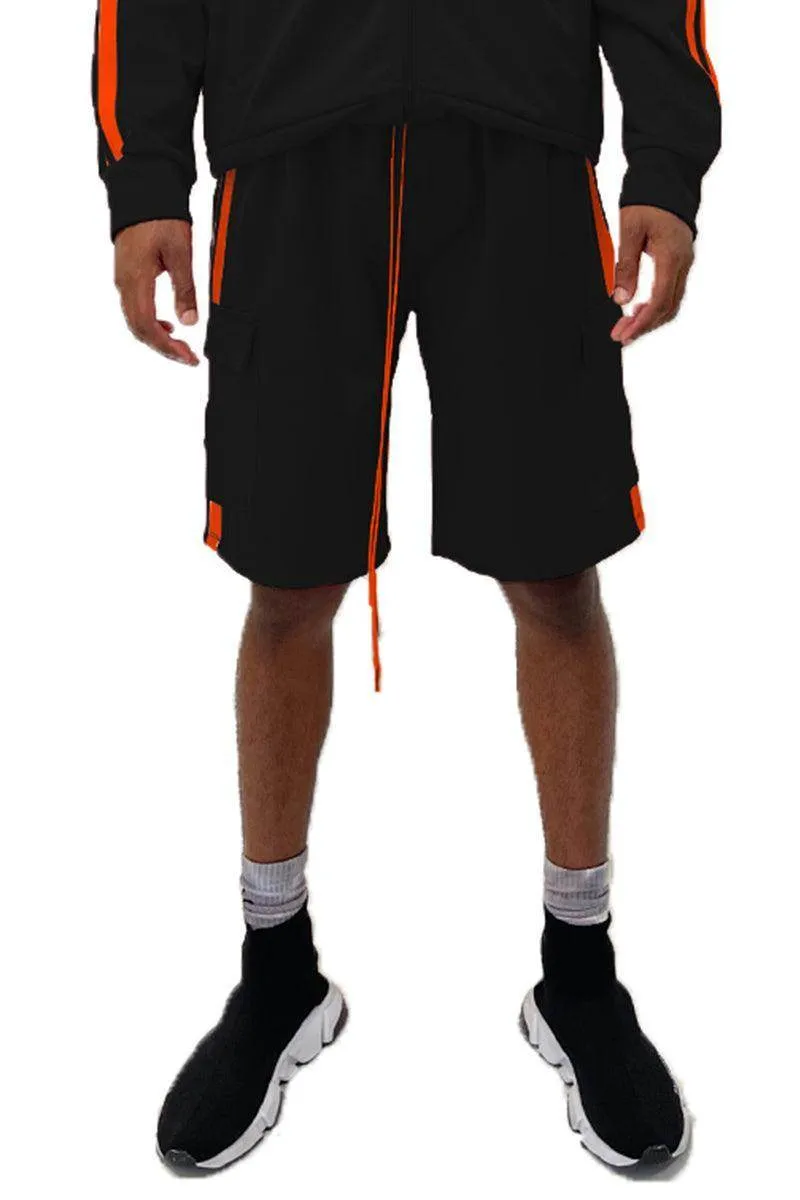 Mens Two Stripe Cargo Pocket Track Shorts