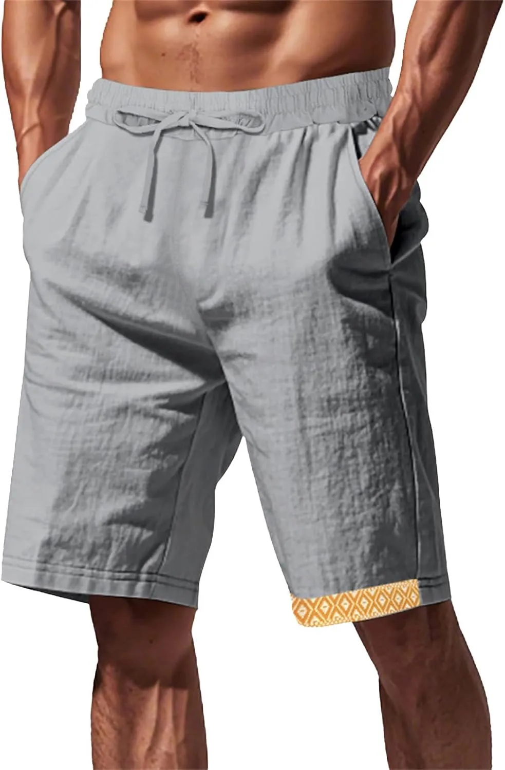 MensCotton Linen Shorts Quick Dry Big and Tall Sports Outdoor Running Short Pants Gym Casual Trousers