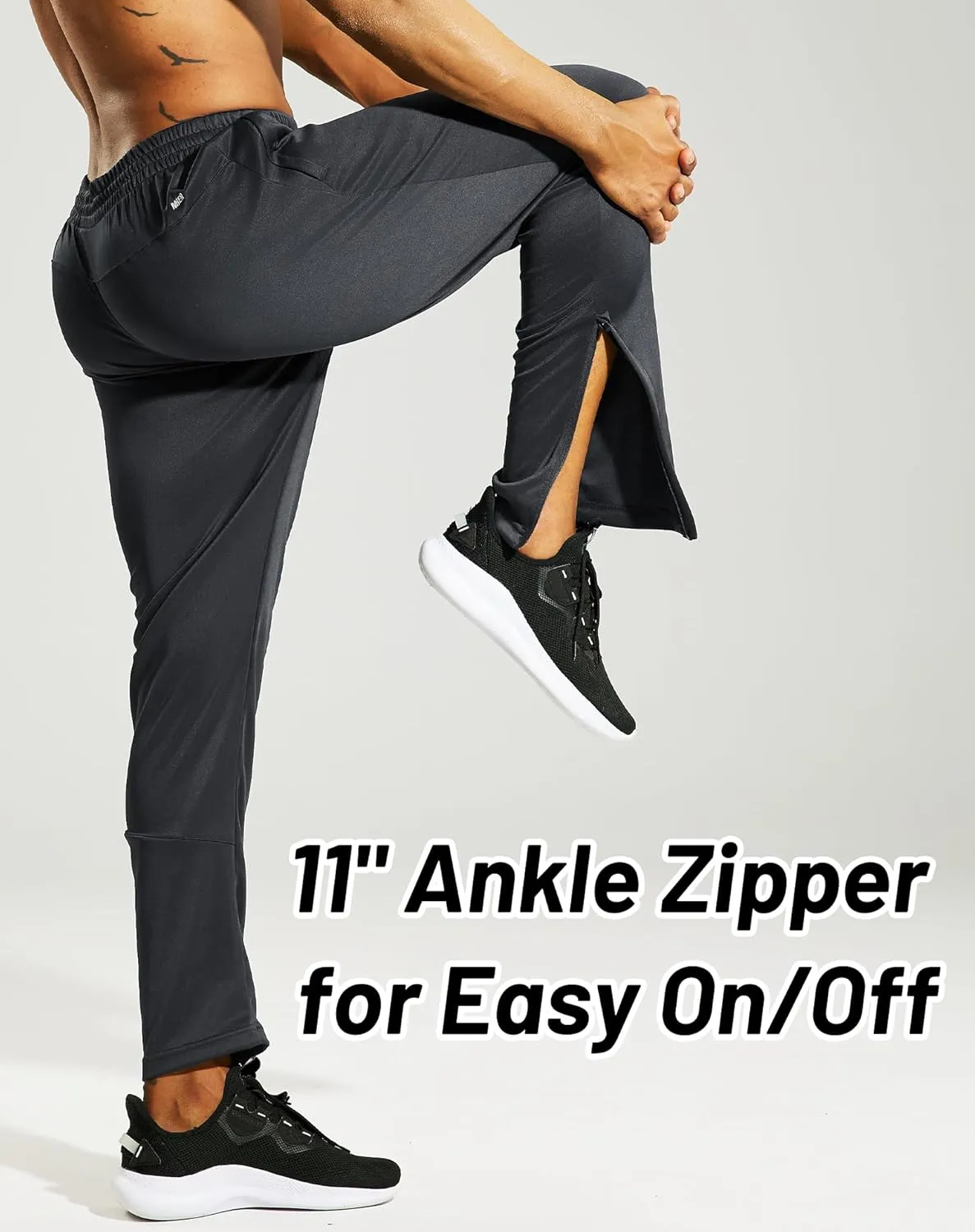 MIER Men’s Sweatpants with Pockets, Athletic Training Track Jogger, Soccer Warm-up Pants with Zipper Ankle