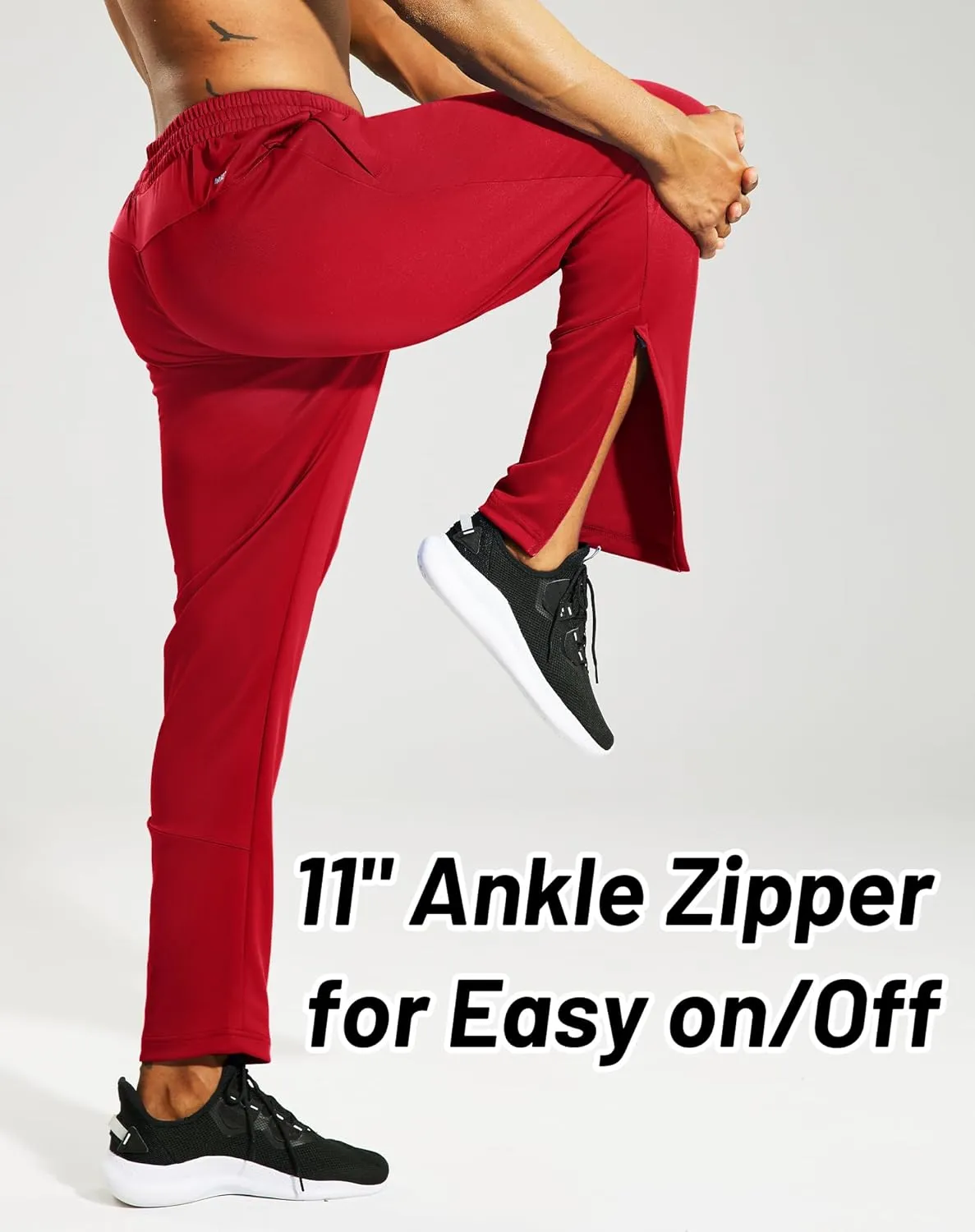 MIER Men’s Sweatpants with Pockets, Athletic Training Track Jogger, Soccer Warm-up Pants with Zipper Ankle