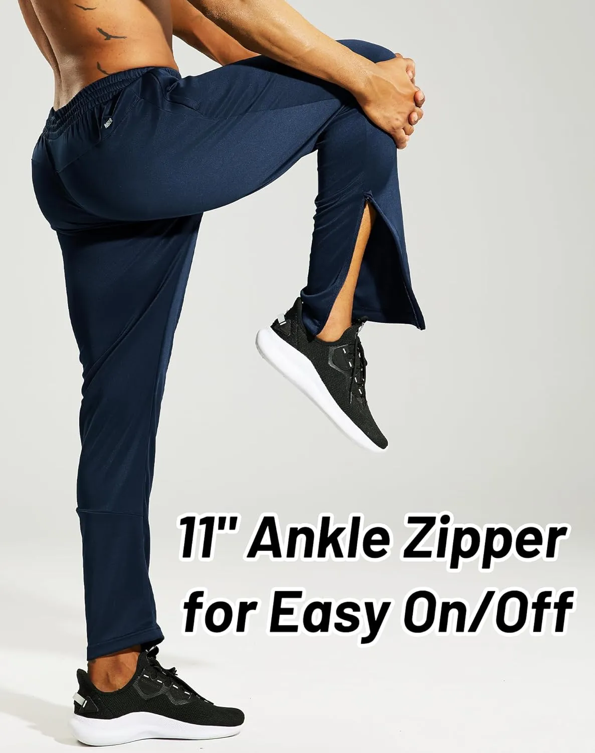 MIER Men’s Sweatpants with Pockets, Athletic Training Track Jogger, Soccer Warm-up Pants with Zipper Ankle