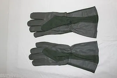 Military Style Pilot Nomex Flight Gloves Green Sage Fire Resistant Leather 11