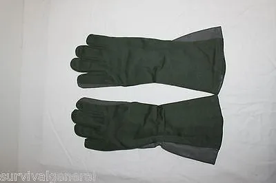 Military Style Pilot Nomex Flight Gloves Green Sage Fire Resistant Leather 11