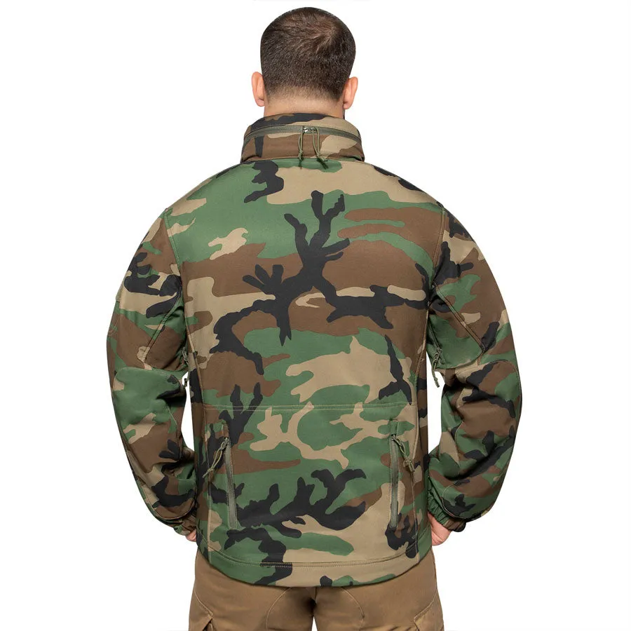 MilSpec Concealed Carry Soft Shell Jacket Woodland Camo