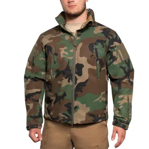 MilSpec Concealed Carry Soft Shell Jacket Woodland Camo