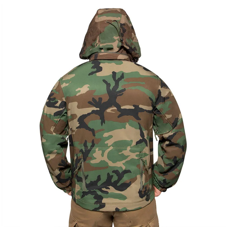 MilSpec Concealed Carry Soft Shell Jacket Woodland Camo