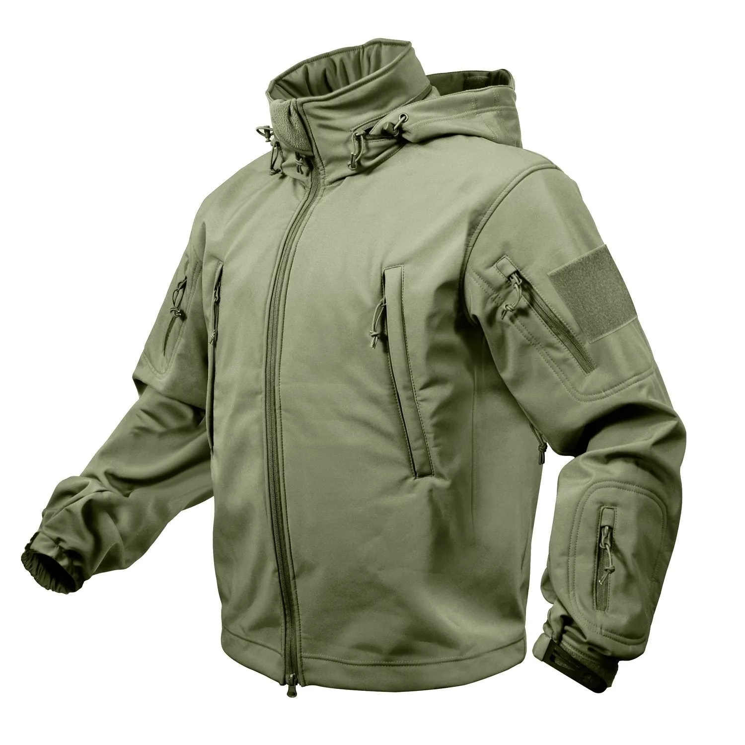 MilSpec Special Ops Tactical Softshell Jacket with Hood Olive Drab