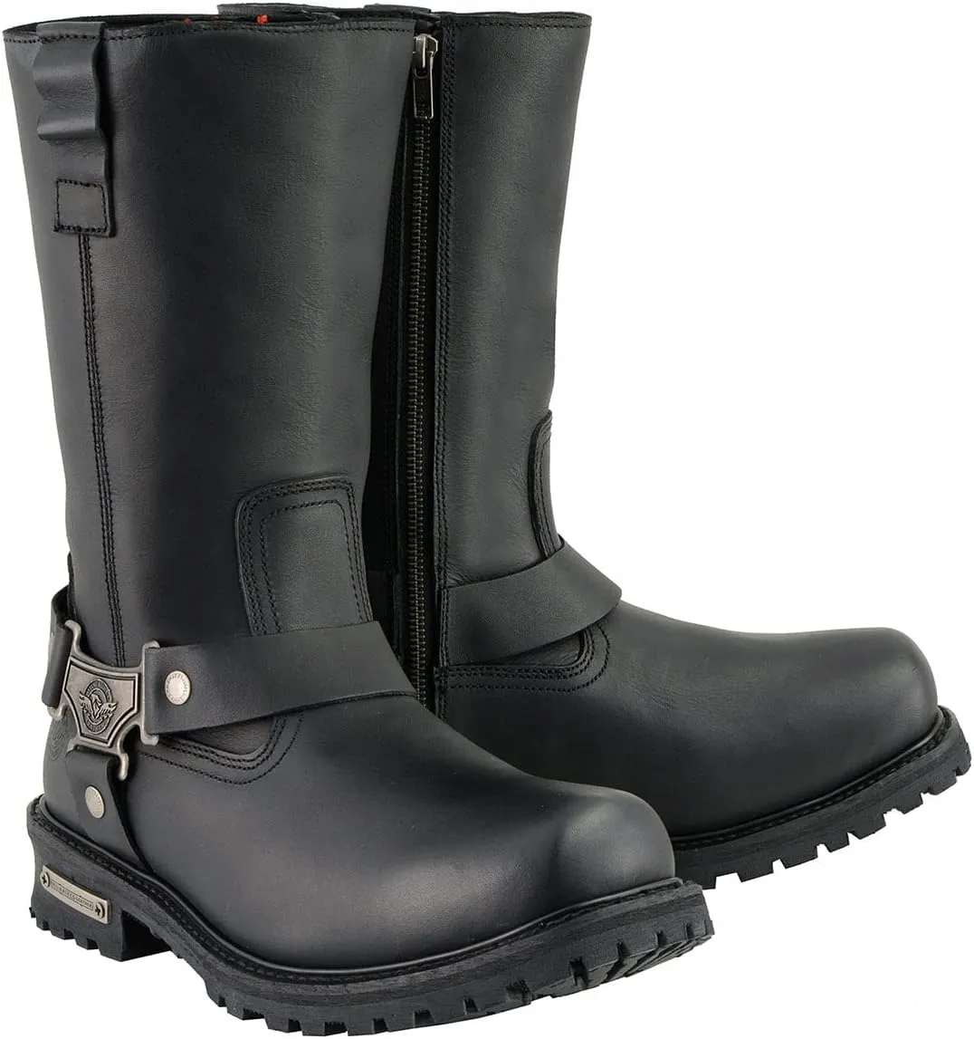 Milwaukee Leather Men's Waterproof Harness Square Toe Boots (Black, Size 10W/11")