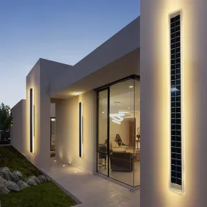 Minimalist Outdoor Solar Rectangular Strip Waterproof Patio LED Wall Sconce Lamp Minimalist Outdoor Solar Rectangular Strip Waterproof Patio LED Wall Sconce Lamp