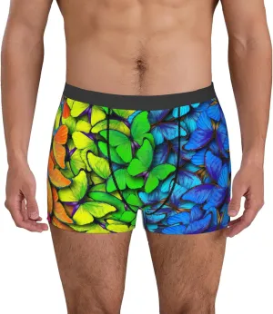 Multicolored Butterflies Print Boxer Briefs For Men Breathable Underwear-