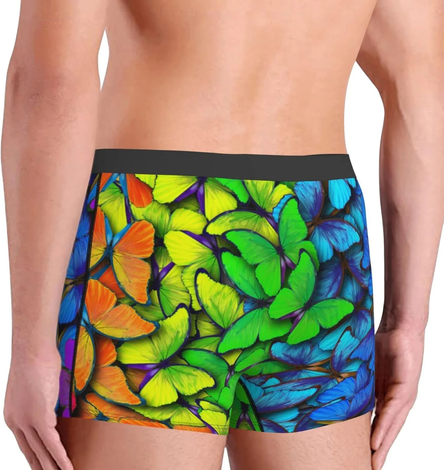 Multicolored Butterflies Print Boxer Briefs For Men Breathable Underwear-