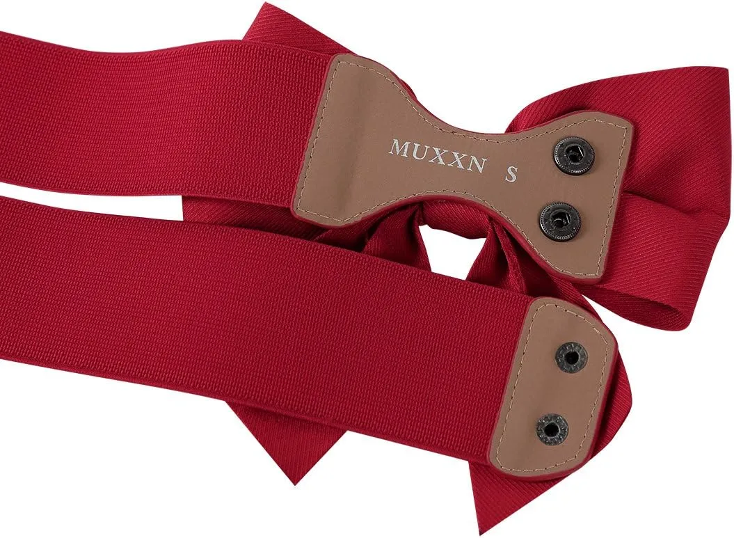 MUXXN Women's Vintage Bowknot Wide Elastic Stretchy Cinch Belt