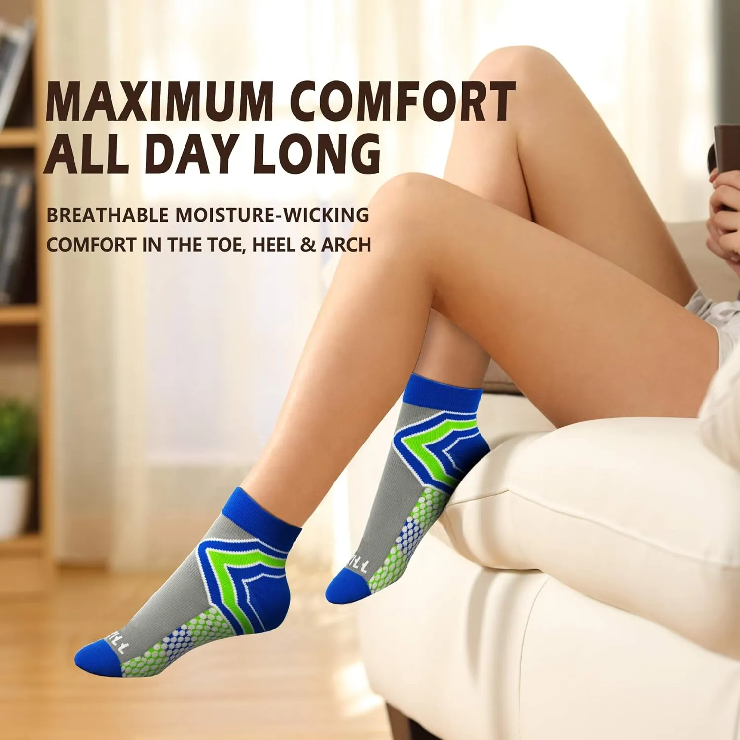 NEWZILL Ankle Compression Socks for Men & Women, Cushioned Low Cut Compression Running Socks with Ankle Support