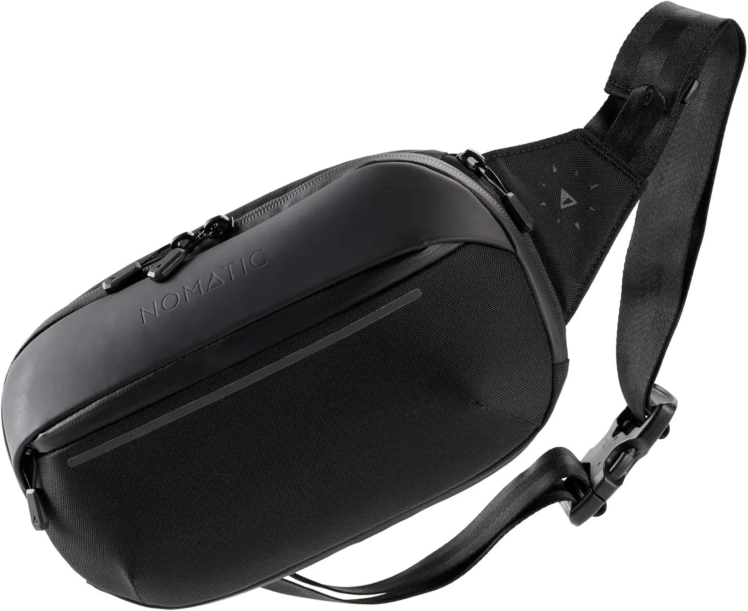 NOMATIC Navigator Premium Sling Bag - 1L w/ 2L Built-In Expansion - Slim & Lightweight Crossbody, Fanny-Pack - Water Resistant Everyday (Black)