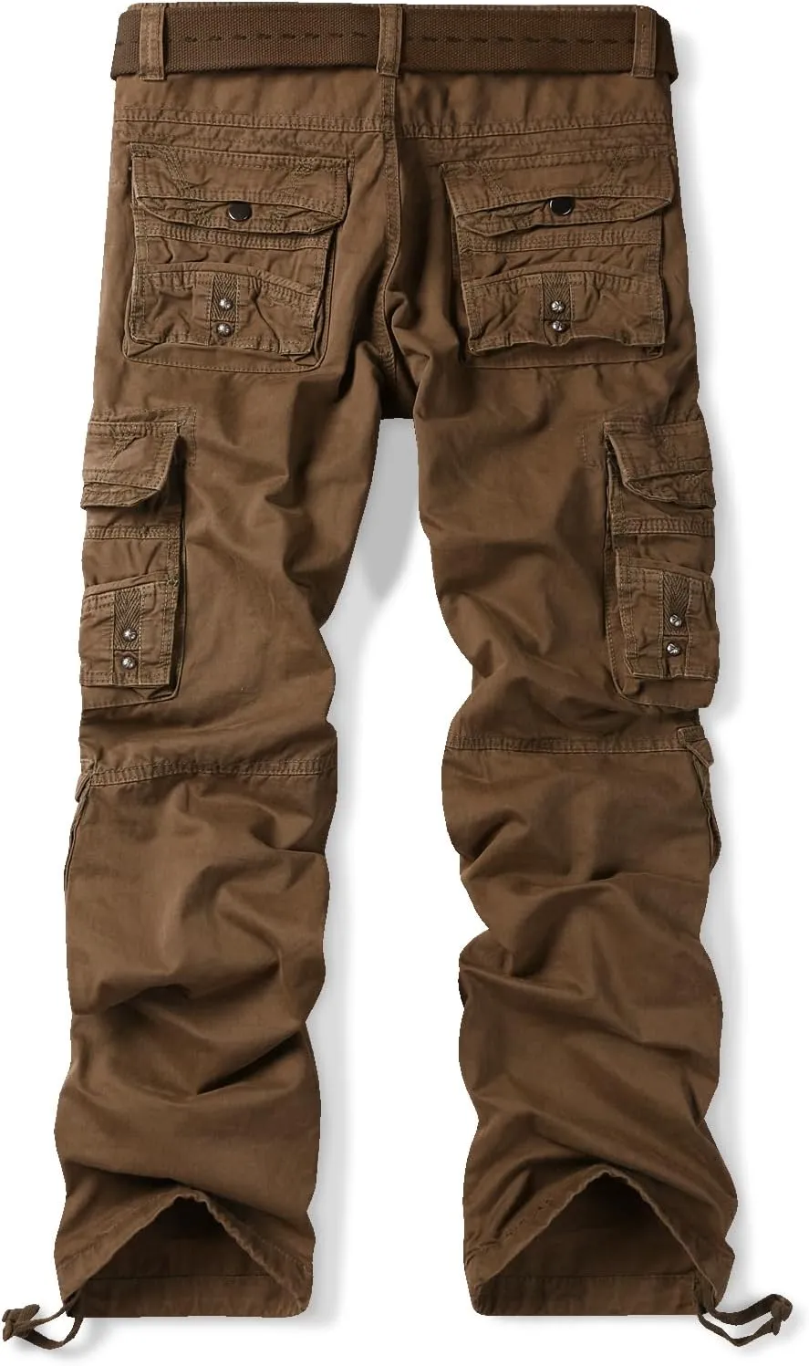 OCHENTA Men's Cotton Casual Cargo Work Pants Baggy Travel Hiking with Multi Pockets (No Belt)