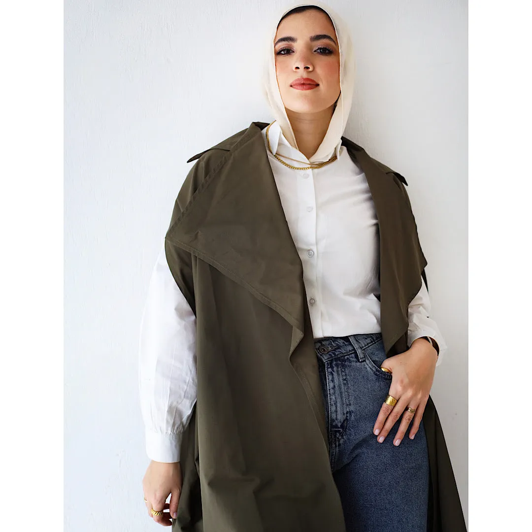 Olive Oversized waterproof vest