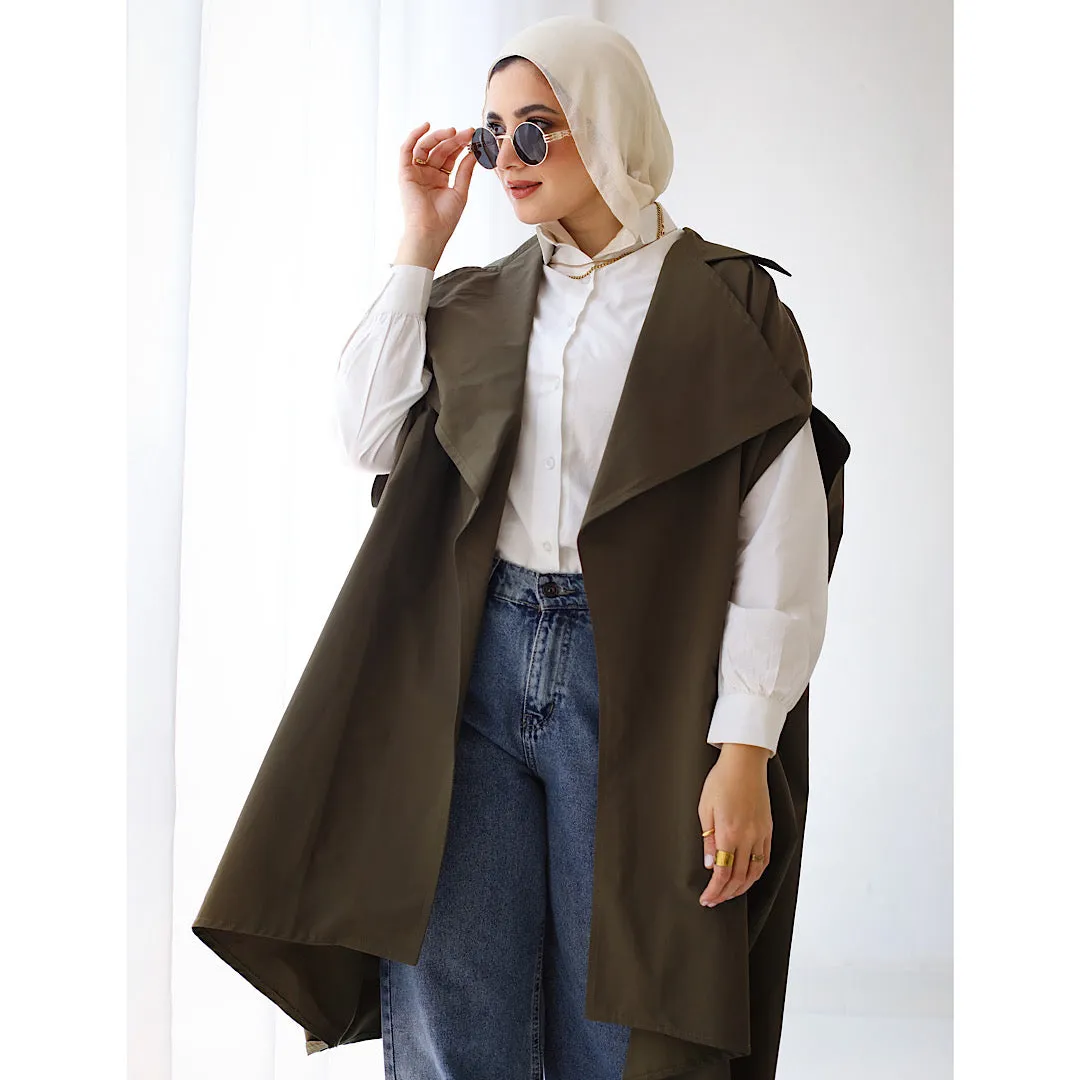 Olive Oversized waterproof vest