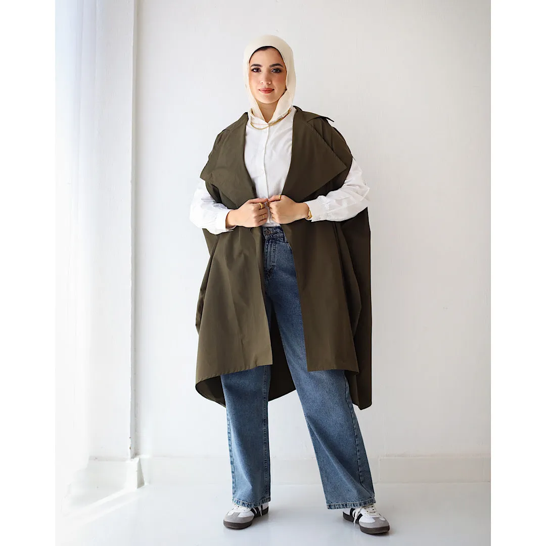 Olive Oversized waterproof vest