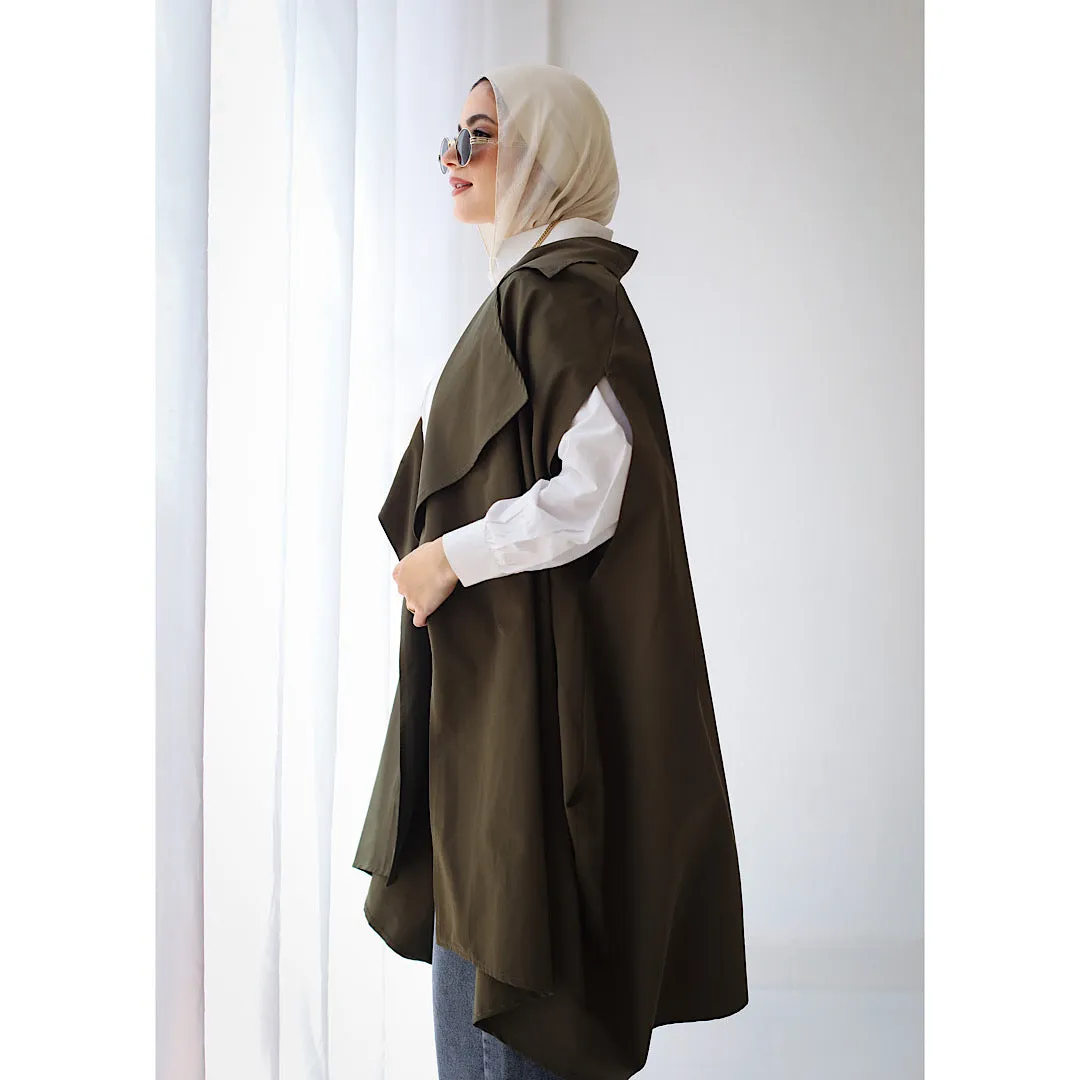 Olive Oversized waterproof vest