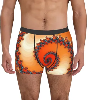 Orange Rotating Print Boxer Briefs For Men Breathable Underwear-