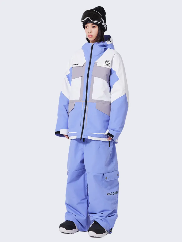 Outdoor Colorblock Ski Suits Adventure Snowboarding Jacket & Bibs