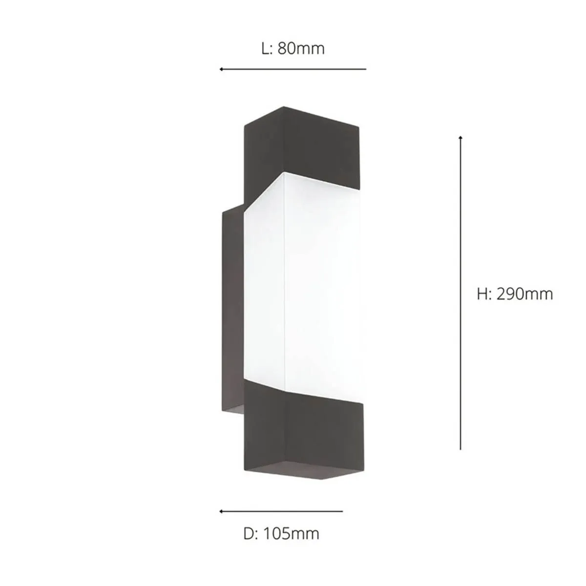 Outdoor LED Wall Light Black Modern Corner Mount Patio Porch Warm White 550lm