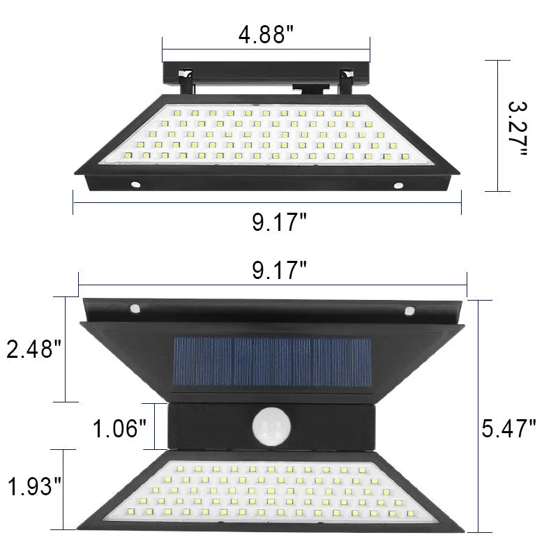 Outdoor Solar Folding Body Sensor LED Waterproof Patio Wall Sconce Lamp