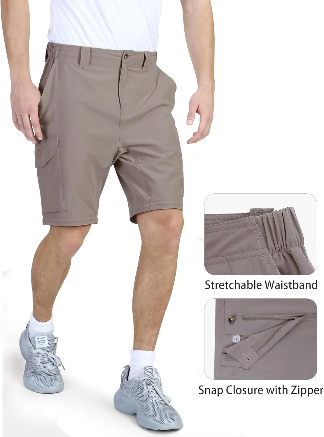 Outdoor Ventures Mens Hiking Pants Lightweight Quick Dry Convertible Pants, Stretch Zip-Off Cargo Pants for Travel Fishing