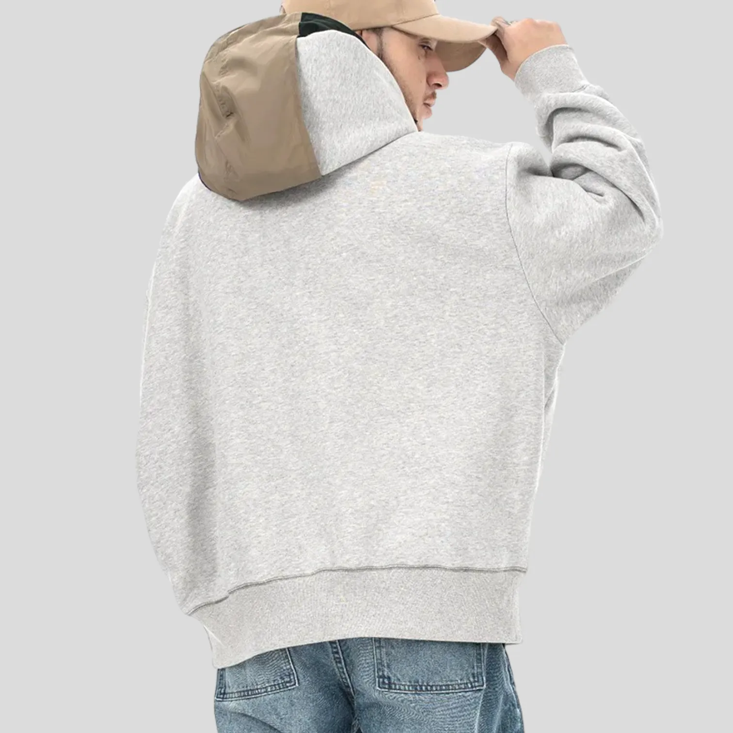 Oversized fit double hooded heavy fleece hoodie