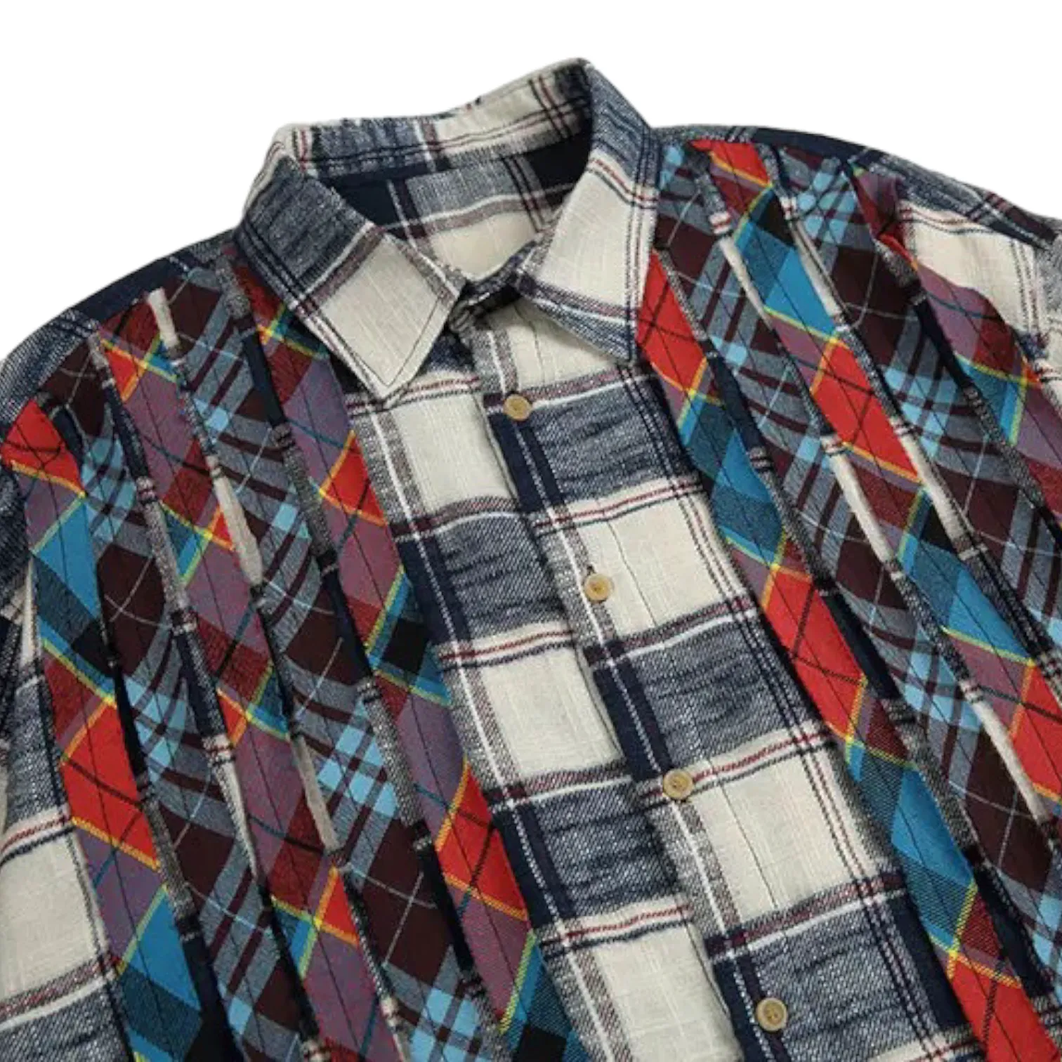 Oversized fit plaid shirt with contrast plaid strips