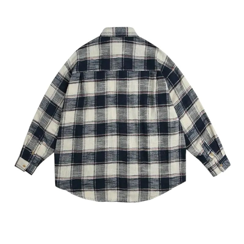 Oversized fit plaid shirt with contrast plaid strips