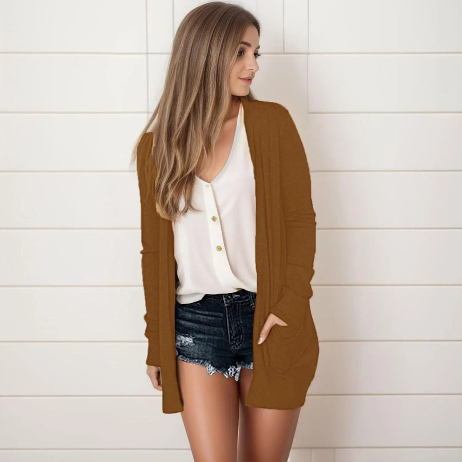 Oversized Lightweight Cardigan Blouses for Women Plus Size Lightweight Cardigan Casual Work Light Fitted Coats Button