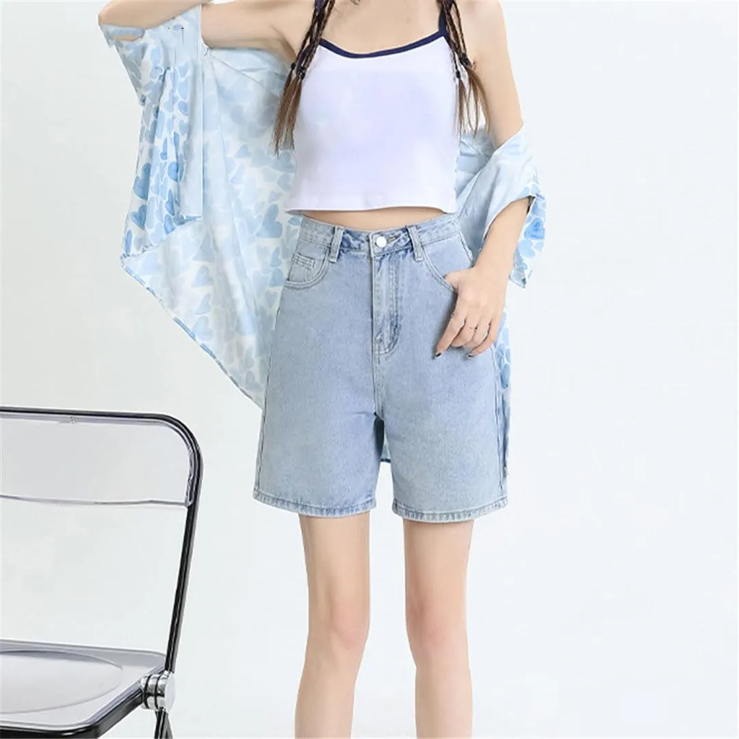 Ownwfeat Women's High Waisted Stretchy Denim Short Jean Shorts